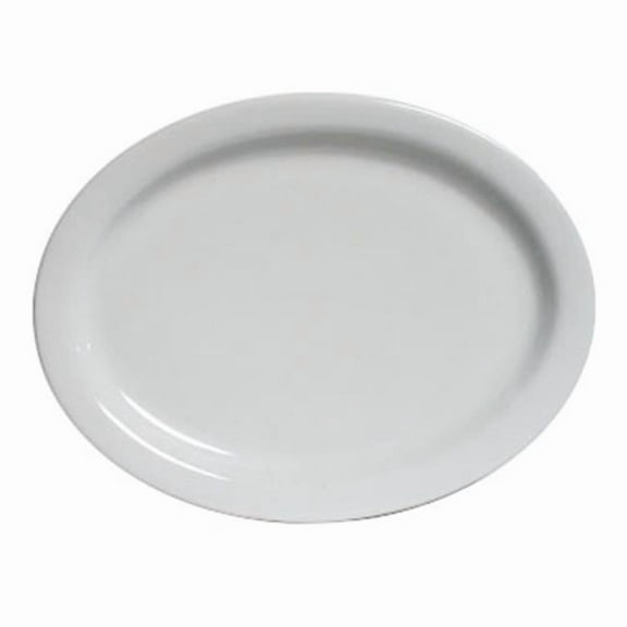 Tuxton China CLH-132 13 in. x 10 in. Colorado Oval Platter - Porcelain White - 1 Dozen