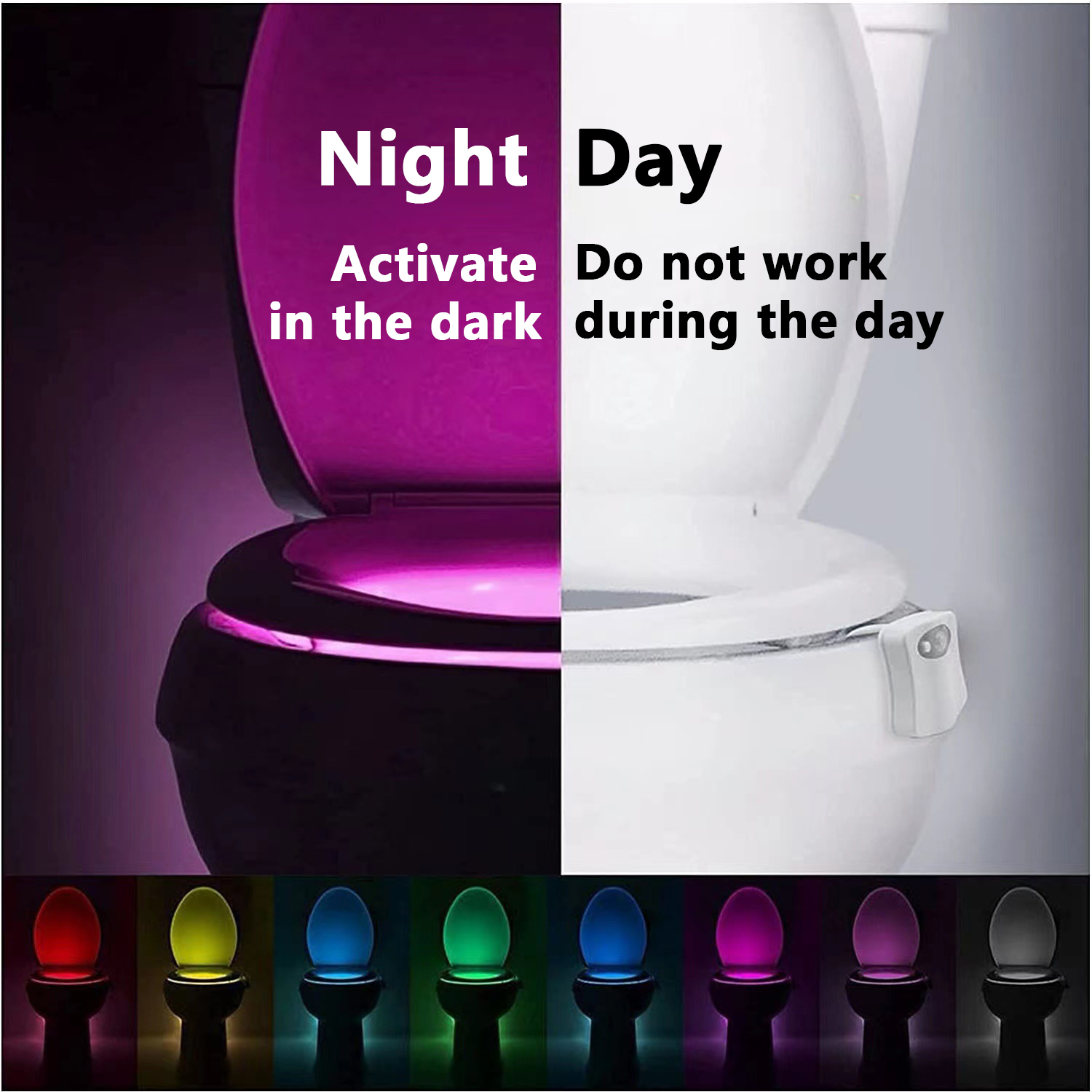 jQMUHLC Toilet Bowl Night Light, 2-Pack, Motion Sensor photo 2