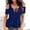 Dark Blue cold shoulder lace top a1, variant on Women's Cold Shoulder Lace Cut Out Tops Gothic Casual Tee Shirts Solid Color Blouses Trendy Streetwear Fashion Clothes, Dark Blue S