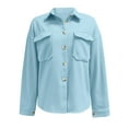 thumbnail image 4 of Vedolay Cardigan for Women Cardigan Long Sleeve Open Front Loose Hem Blazer Jacket Blue,XL, 4 of 5
