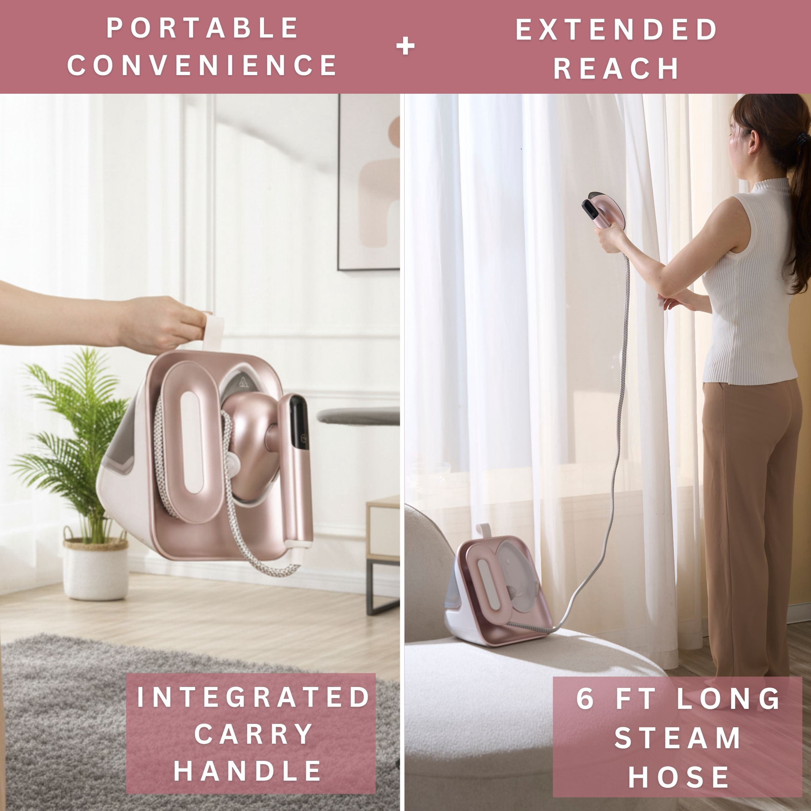 SALAV Deluxe DuoPress Steamer and Iron Station with Steam Levels and Digital Display, Rose Gold