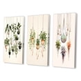 thumbnail image 3 of Designart "Boho Botanical Watercolor Hanging Houseplants IV" Abstract Botanicals Wall Art Set Of 3 - Modern Green Canvas Set For Living Room Decor, 3 of 6