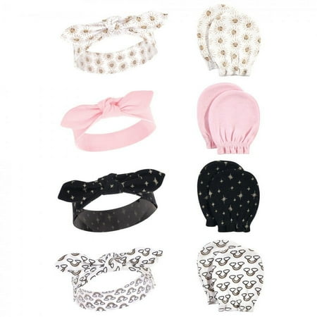 UPC: 0660168175530 | Hudson Baby Infant Girl Cotton Headband and Scratch Mitten Set Sunshine 0-6 Months