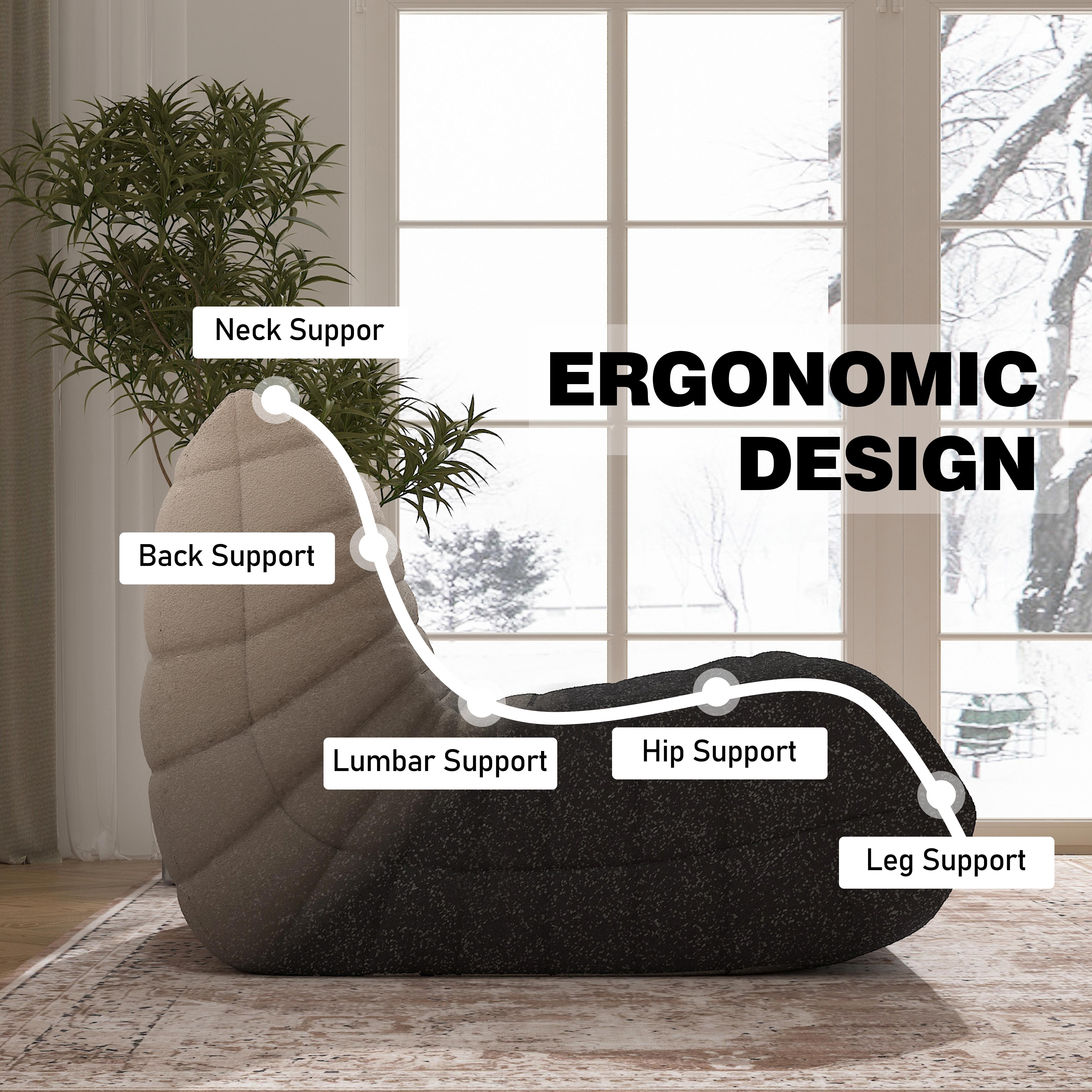 WHGBJA 3 Seaters Oversize Bean Bag Chair,Lazy Floor Togo Sofa Lounger,High-Density Sponges Filling Sofa Comfy Chairs for Adults,Fireside Chair Furniture Gift for Living Room Bedroom, White+Black