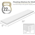thumbnail image 3 of Floating Shelves for Wall - 35 Inch Long Bathroom Shelves, Wall Decor for Bedroom, Kitchen, Living Room & Book Storage - Mounted Floating Shelf with Invisible Brackets (White, 2 Pack), 3 of 6