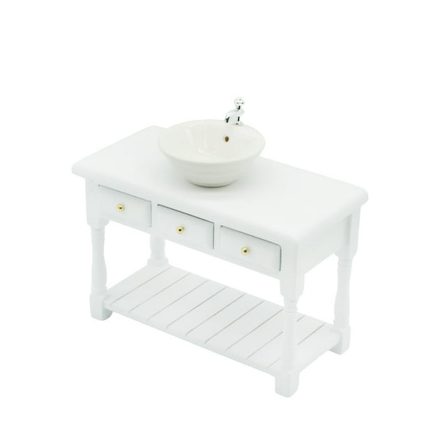 Bewildely Mini-lavabo para casa con cajón, accesorio de baño, decoración de simulación en miniatura, fregadero de cocina realista Muebles de casa de muñecas