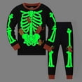 thumbnail image 2 of Emy Dola Boy Girls Halloween Pajamas Glow in The Dark Skeleton Pjs 2 Piece Cotton Sleepwear Pant Sets Kids Halloween Loungerwear, 2 of 9