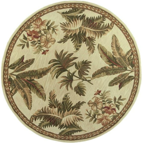 HomeRoots 350209 7 ft. 6 in. Round Wool Ivory Area Rug