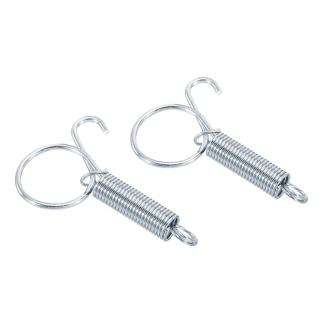 Unique Bargains 2.8' Cage Door Hook, 2Pcs Stainless Steel Finger Ring Elastic Spring Wire Latch Hook, Silver