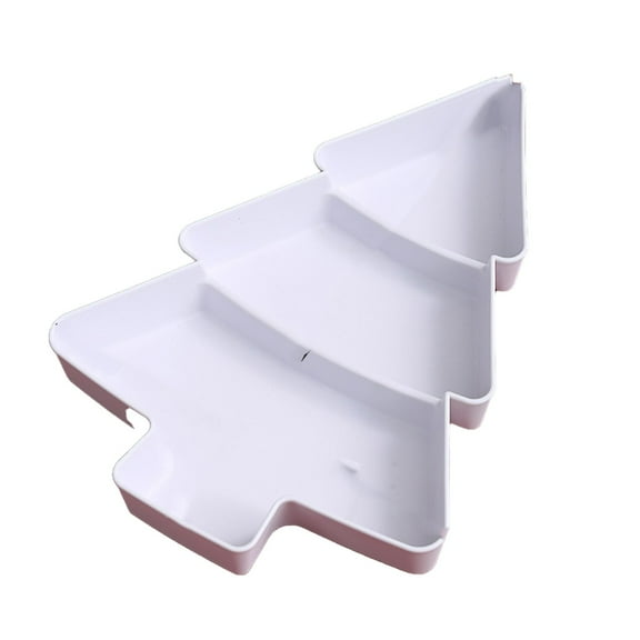 Christmas Tree Shaped Fruit Plate with 3 Compartments, 25.418.33cm, for Christmas Party and Home Use