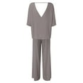 thumbnail image 5 of CILENON Loungewear Sets Woman Womens V Neck Bat Sleeve Top Casual Pants Two Piece Suit Loungewear for Travel Airplane Outfits Women Travel Outfit(Khaki,XXL), 5 of 5