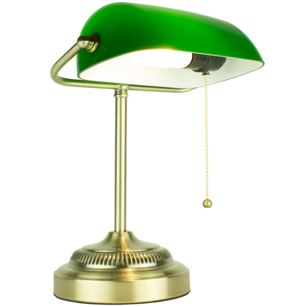 Banker Desk Lamp with Green Shad with Free LED Bulb Included