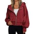 thumbnail image 2 of Krdevn Women's Cropped Zip Hoodie - Gym to Street Fashion Top, Breathable Short Sweatshirt with Full-Zip & Adjustable Hood,Womens Hoodies Pullover, for Size L, 2 of 6