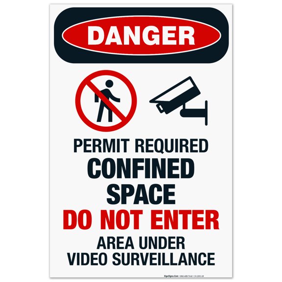 Permit Required Confined Space Do Not Enter Area Sign, OSHA Danger Sign, 24x36 Corrugated Plastic