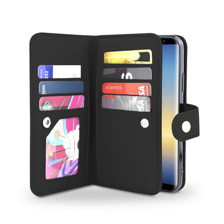 Gear Beast Galaxy Note 8 Wallet Case, Flip Cover Dual Folio Case Slim Protective PU Leather Case 7 Slot Card Holder Including ID Holder Inner Pockets Wristlet For Men and Women Bonus Screen (Best Current Credit Card Bonus Offers)