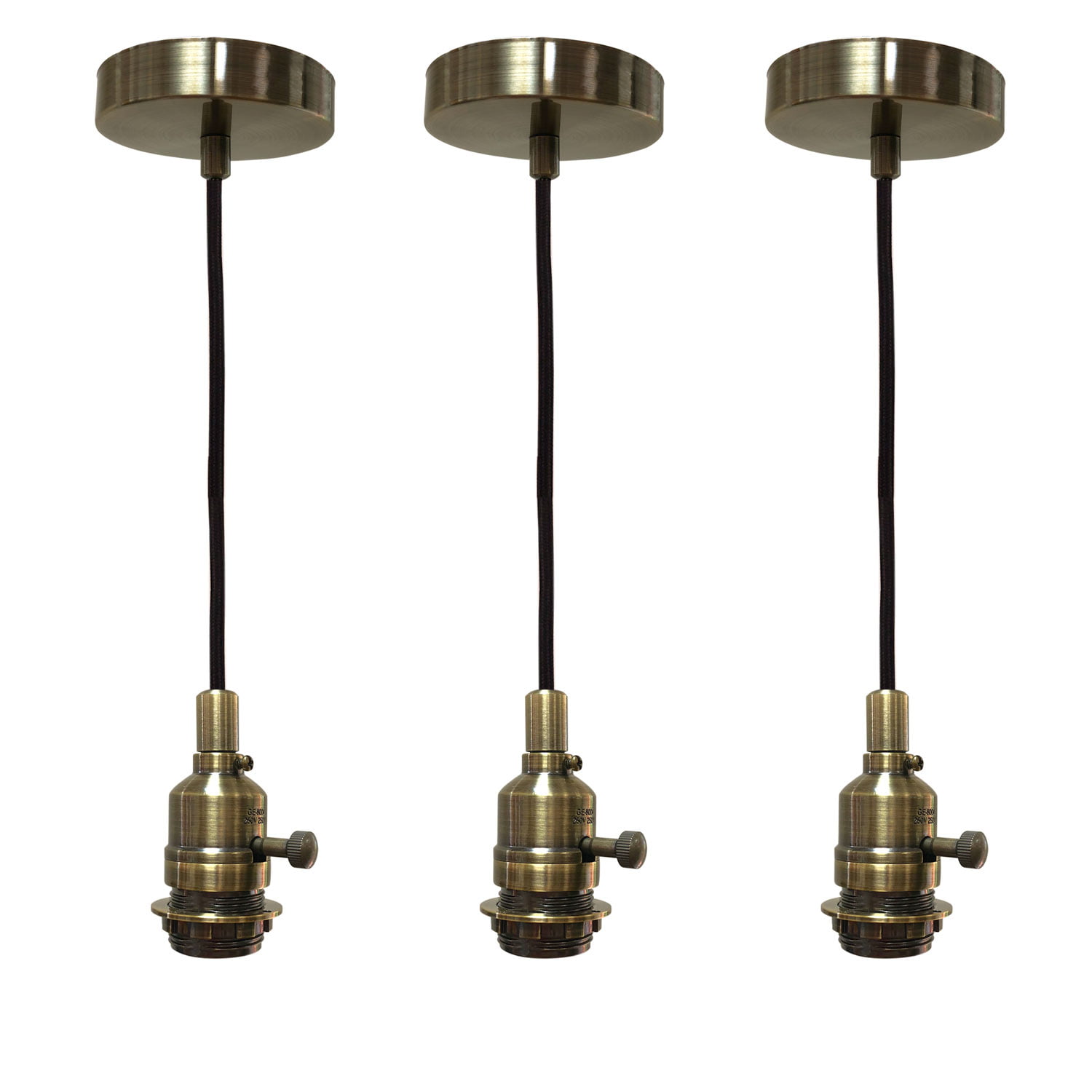 Vintage Industrial Brass Cone Shape Ceiling Light // 3 Available 