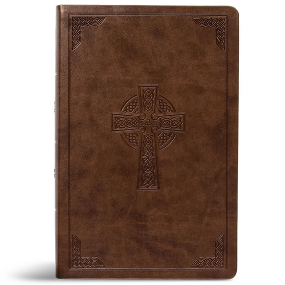 CSB Large Print Personal Size Reference Bible, Brown Celtic Cross Leathertouch, (Hardcover)