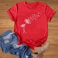 thumbnail image 4 of TSADFHJI Hauts à Manches Longues pour Femmes Coton Mode Décontractée Impression de Mots Chemises Col Rond Manches Courtes Tee Tops Tunique Blouse L Rouge, 4 of 5
