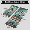 thumbnail image 6 of Teal Turquoise Kitchen Mats Set, Runner Area Rug Floor Mat, 17x30 and 17x47 Inches,Retro Farmhouse Boho Green Kitchen Decor and Accessories, Teal Brown Woodgrain, 6 of 6