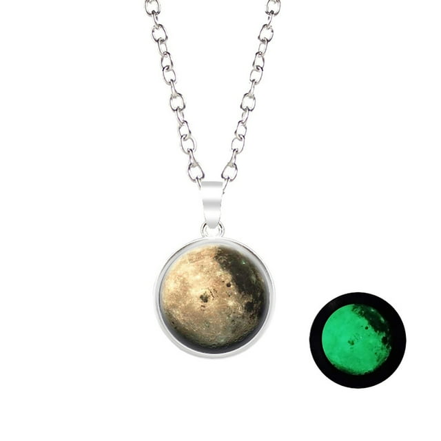 Collier Pendentif Femme Lune Lumineuse Collier de Charme Décoratif Collier de Bijoux