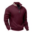 thumbnail image 5 of Men's Solid-color Casual Fleece Hoodie, Loose Stand-up Collar Semi-zipper Casual Sport Pullover Hoodie for Men,Wine,XL, 5 of 8