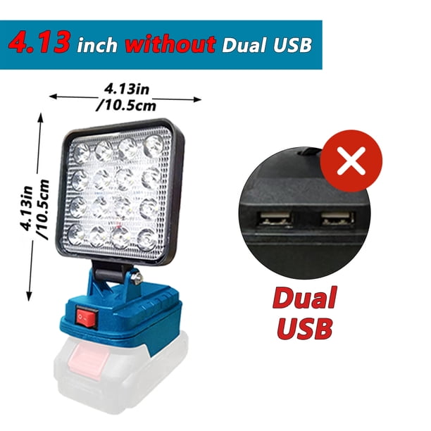 Para Ma*kita Linterna de Batería Li-ion de 14.4V-18V Linterna Exterior de 4 Pulgadas Luz de Trabajo LED Inalámbrica Lámpara de Acampar Iluminación de Emergencia