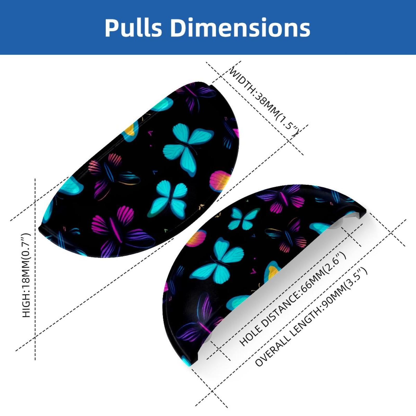 PhooArto 6 Pcs Cup Drawer Pulls, Cute Neon Flying Butterflies Pattern Shell Shape Handles Cabinet Knobs for Dresser Cupboard Closet Wardrobe with Screws