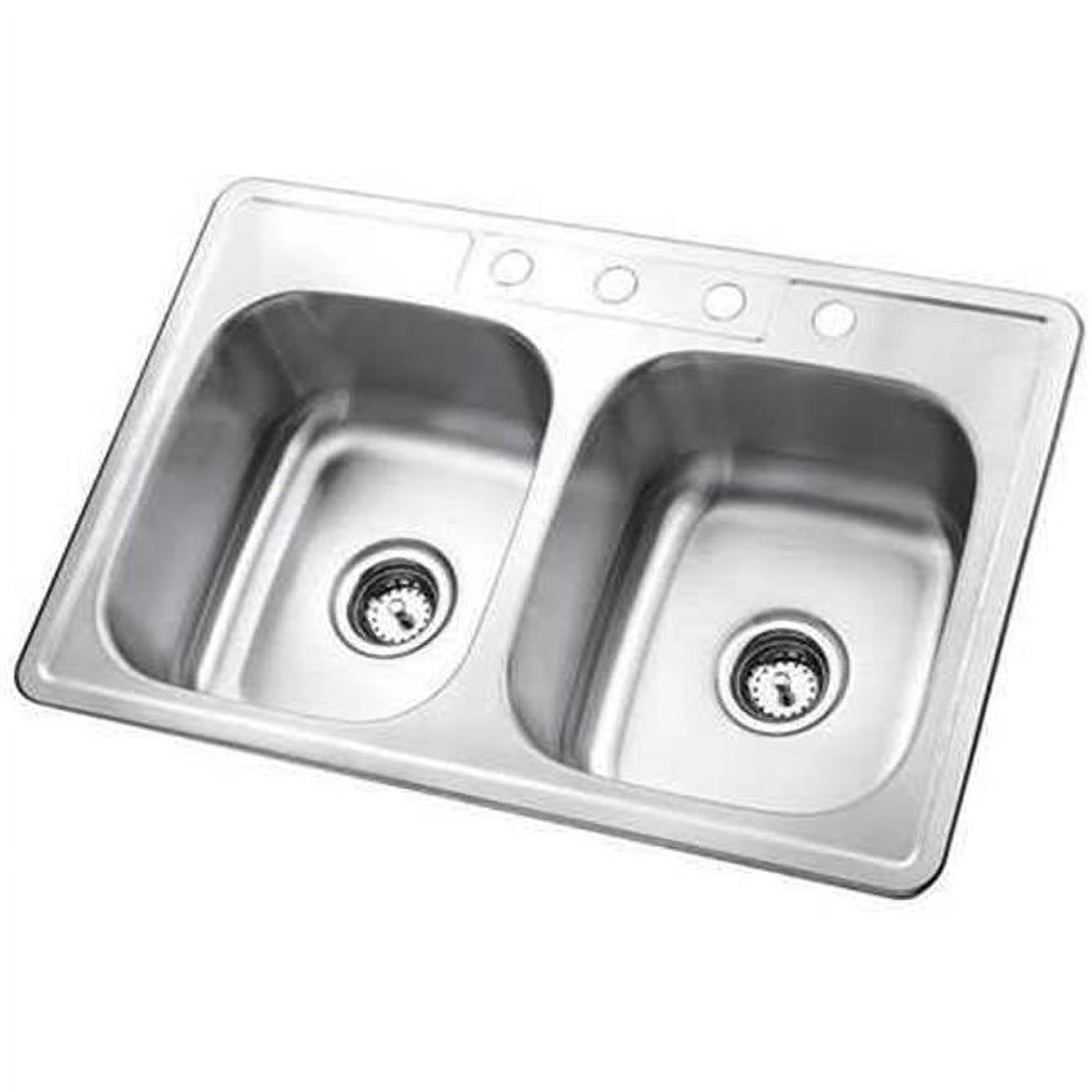Kitchen Cuisine Ki3287133 Silver Stainless Steel 33"x22"x6" Double Bowl Kitchen Sink