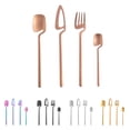thumbnail image 3 of Cubiertos pulidos de acero inoxidable Forks Forks Dailware Cocina Cubiertos de cocina para viajar Ceremonia de boda Camping Rose Gold seitruly HA009536-04, 3 of 6