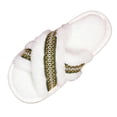 thumbnail image 2 of Miqool Womens Criss Cross Plush Fuzzy House Slippers Soft Footbed Open Toe Memory Foam Flat Slip On Cozy Slides, 2 of 5