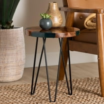 bali & pari Anan Contemporary End Table, Round, Natural Brown