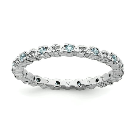 Blue Diamond Band Ring - 925 Sterling Silver Blue Aquamarine Diamond Band Ring Size 9.00 Stackable Gemstone Birthstone March Fine Jewelry Ideal Gifts For Women Gift Set From Heart