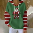 thumbnail image 2 of Feancey Santa Claus Graphic Hoodie for Women Ribbed Knit Long Sleeve Hooded Sweatshirts Drawstring Casual Lightweight Sweatshirt with Pocket Green M, 2 of 6
