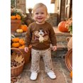 thumbnail image 4 of Cjfdfy Toddler Baby Boy Girl Thanksgiving Outfit Turkey Football Embroidery Long Sleeve Pullover Plaid Flare Pants Little Baby Cute My First Thanksgiving Fall Winter Outfit 6M-4Y, 4 of 9