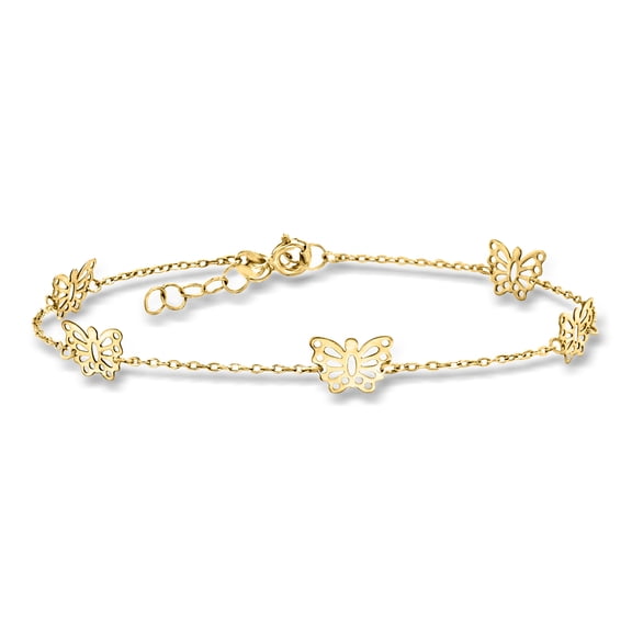 Pure Collection by Ross-Simons Italian 14kt Yellow Gold Butterfly Station Bracelet, Women's, Adult