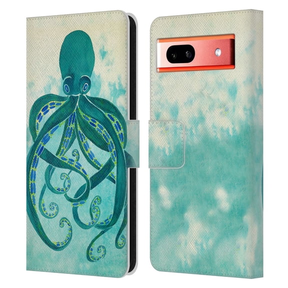 Head Case Designs Officially Licensed Cat Coquillette Sea Octopus Leather Book Wallet Case Cover Compatible with Google Pixel 7a