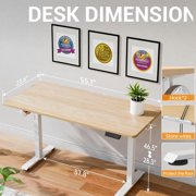 Veken 55 Inch Large Electric Standing Desk, Gaming Table, Nature | Height Adjustable Sit Stand Up Computer Tables for Home Office, Study , Writing, Suit students, employees and group work