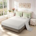 thumbnail image 3 of Manfei Modern Plaid 7pcs Queen Bedding,Glossy Drip Bedding Comforter Set Queen,Green Beige White,Light Gray Reversible, 3 of 7