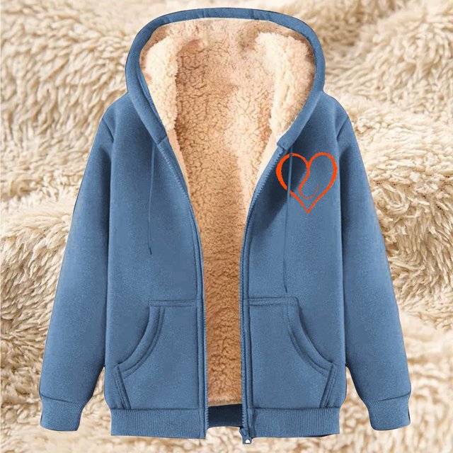 Sudadera con capucha de manga larga para mujer, informal, con capucha, para invierno, cálida, con forro polar y cremallera