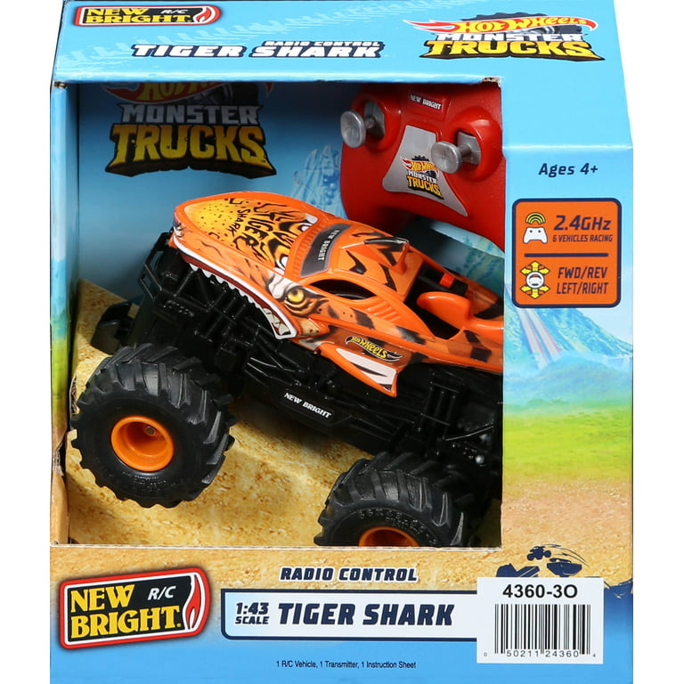 Hot Wheels Monster Trucks, Carro de Controle Remoto, Monster Truck Toy com  Rodas De Todo o Terreno, 1:15 Escala Imparável Tiger Shark rc em Promoção  na Americanas