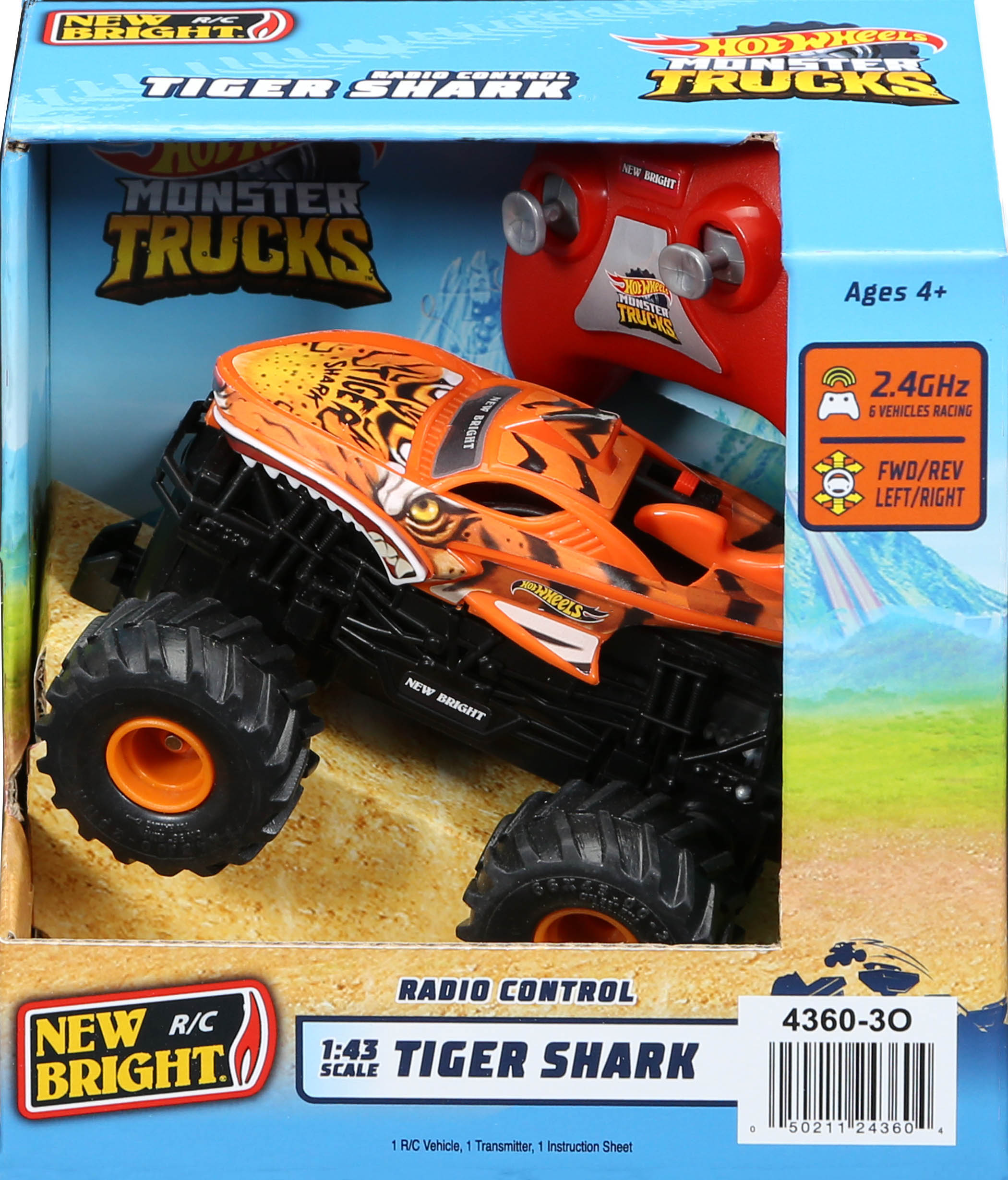 New Bright RC 1:43 Scale Remote Control Hot Wheels Tiger Shark Monster Truck 2.4GHz - image 2 of 8