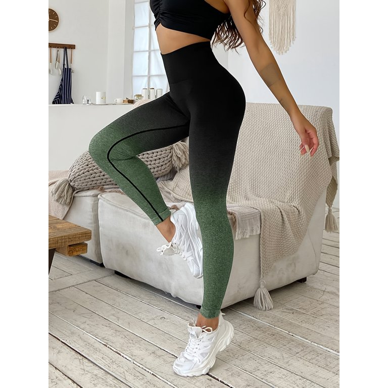 Seamless High-Waisted Yoga Leggings, Color Gradient Butt Lift Sweat  Absorption Workout Leggings 