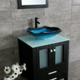 thumbnail image 5 of Walsport 24" Luxurious Bathroom Vanity with Sink Combo Cabinet Blue Tempered Glass Vessel Sink Bowl Faucet Drain Combo,Black, 5 of 8