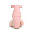 thumbnail image 2 of BLISSFUL STEP Women's Faux Fur Ankle Strap Block Heel Open Toe Sandals Pink 10, 2 of 8