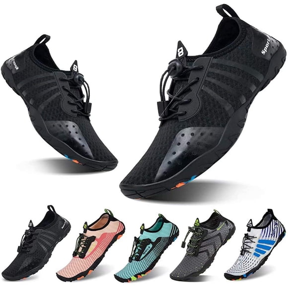 YALOX Water Shoes Men's Women's Swim Shoes Outdoor Beach Barefoot Quick-Dry Aqua Pool Socks Swimming Yoga Surfing Exercise(8080-Black,41EU)