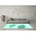thumbnail image 3 of Ahgly Company Machine Washable Indoor Rectangle Abstract Turquoise Blue Modern Area Rugs, 4' x 6', 3 of 4