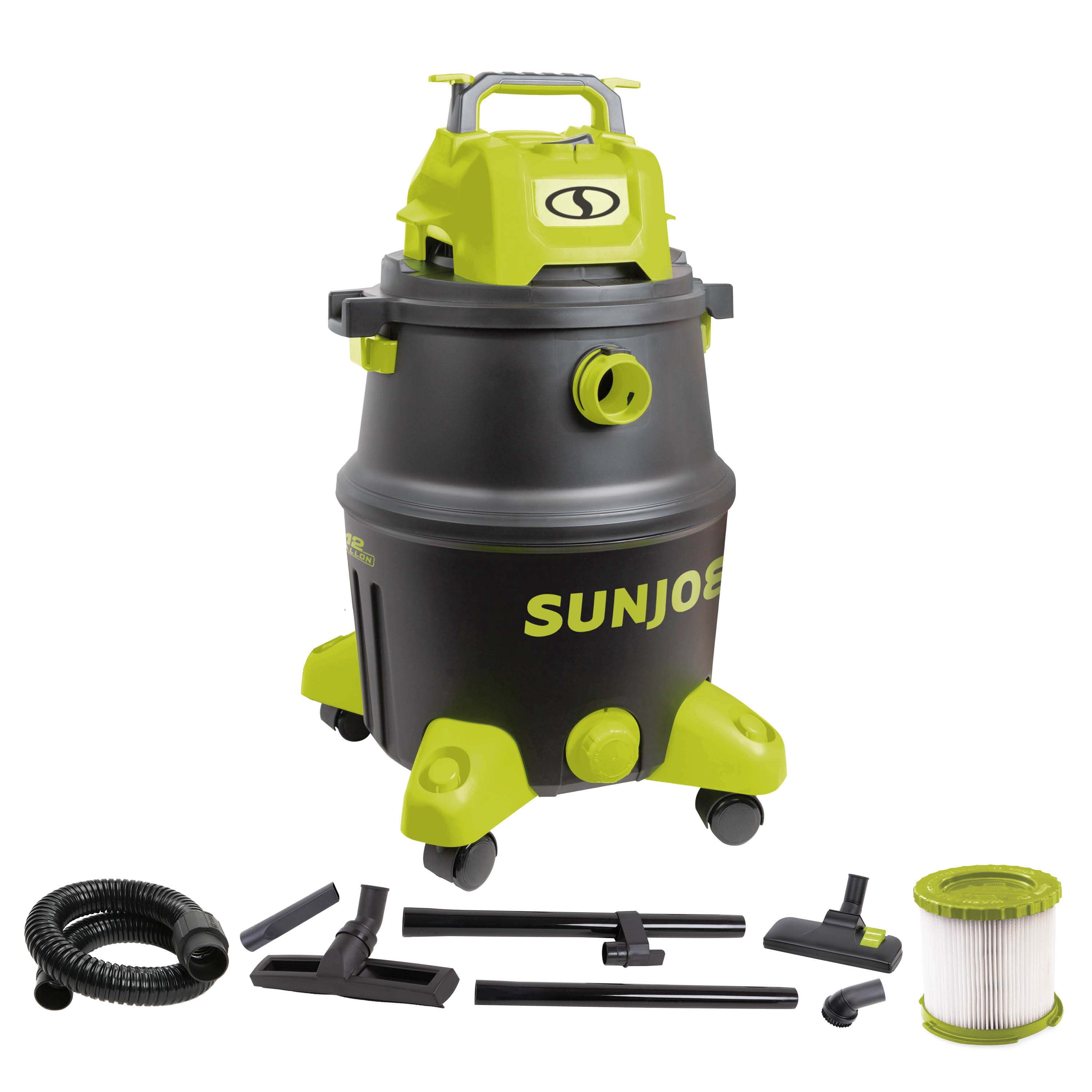 Sun Joe 12-gal Wet/Dry Shop Vacuum W/ HEPA Filtration, Cleaning Attachments, 1200-Watt, 6.5 Peak HP