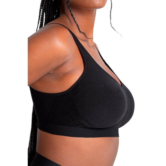 Bra Shapermint Seamless Wireless, ajustable, negro, talla grande