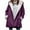 Purple Jacket, variant on Qetyuw Winter Coats for Women Warm Fleece Lined Jacket Plus Size Hoodies Faux Suede Pea Coat Horn Button Down Parka Overcoat Sherpa Long Sleeve Outerwear