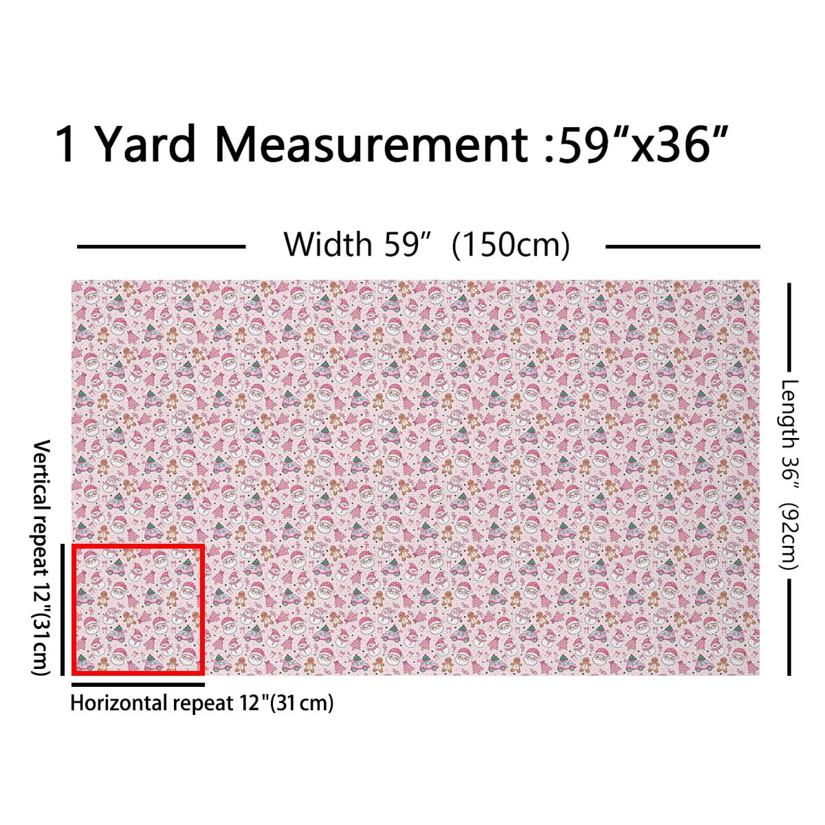 jejeloiu Merry Christmas Fabric by the Yard 10 Yards,Santa Claus Snowman Room Decor Fabric by the Yard,Cartoon Bear Cookies Sewing Fabric For Teens,Ultra Soft Home Decor